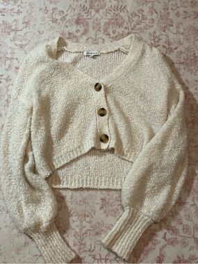 Cropped Cream Cardigan Sweater